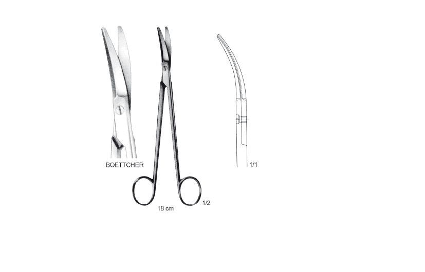 BOETTCHER TONSİL MAKASI EĞRİ 18CM  TONSİL AMALİYATI