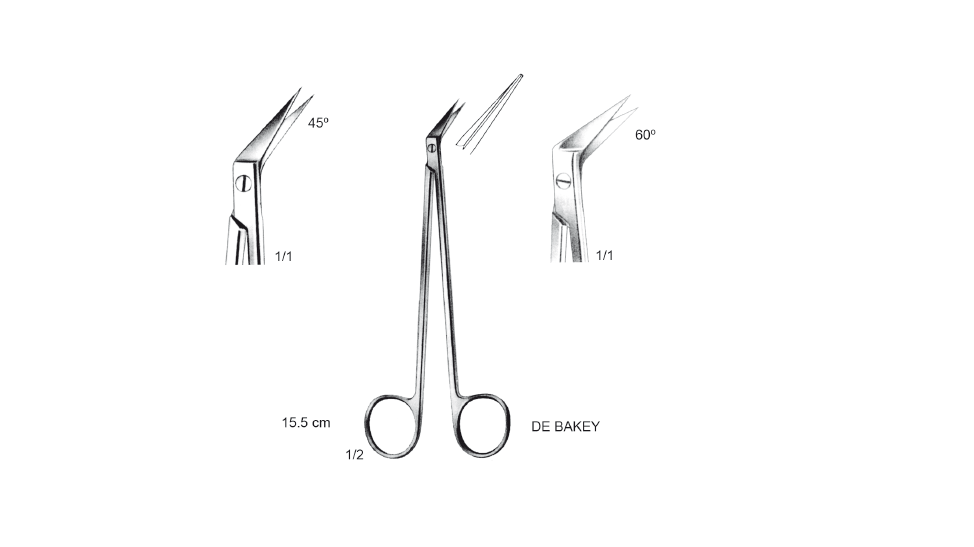 DE BAKEY VASKULER MAKAS 60° AÇILI 15.5CM KALP DAMAR CERRAHİSİ KVC
