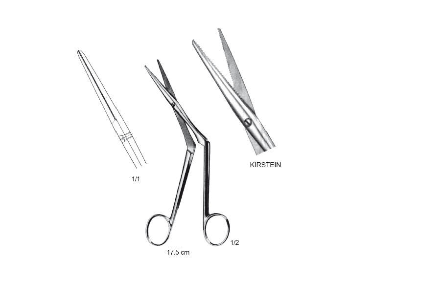 KIRSTEIN MAKAS AĞZI TESTERELİ  AÇILI 17.CM     KIRSTEIN SCISSOR CUTTING ANGLE 17.CM