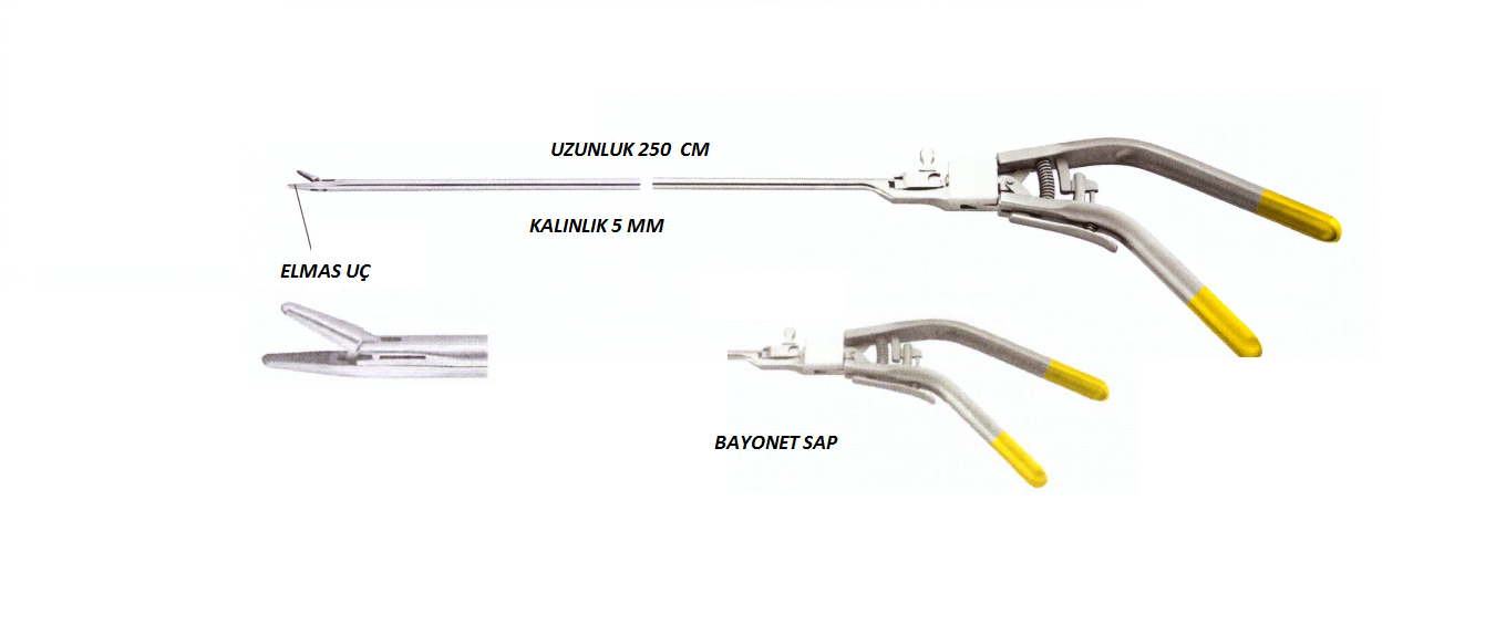 LAPAROSKOPİK PORTEGÜ NEEDLE HOLDER DÜZ  250 CM ÇAP 5 MM