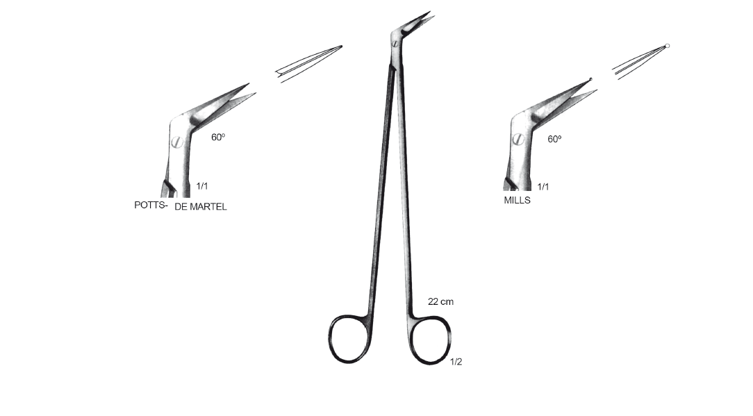 MILLS VASKULER MAKAS 60° AÇILI TOPUZLU 22CM KALP DAMAR CERRAHİSİ