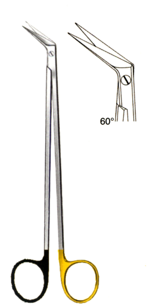 POTTS-SMITH VASKULER TC ELMAS UC BİR AĞZI TIRTILI KAYMAZ MAKAS 60° AÇILI 18CM