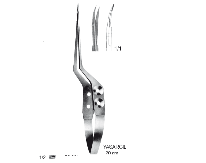 PROF.DR GAZİ YAŞARGİL MİKRO MAKAS (BAYONET) SAĞA EĞRİ 20 CM