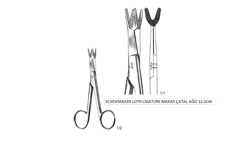SCHOEMAKER LOTH LİGATURE MAKAS ÇATAL AĞİZ 12.5CM