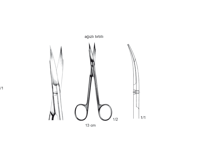 STEVENS MAKAS TIRTIL AĞIZLI  HAFİF EĞRİ KALP DAMAR  12,5 CM