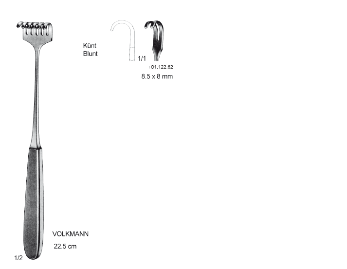 VOLKMANN TIRMIK EKARTÖR KÜNT UÇ 2 DİŞ 22.5 CM