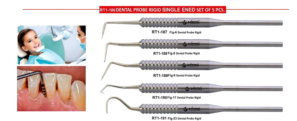 DENTAL PROBE RIGID SINGLE ENED SET OF 5PCS. (PROBE 5 Lİ SET )